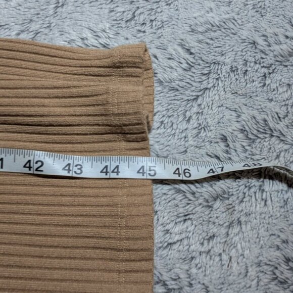 Reformation Wednesday Dress Midi Camel Tan Ribbed Long Sleeve Stretch Large - Picture 6 of 11